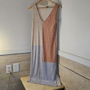 Asos knit midi v neck sleevless tank color block modern dress